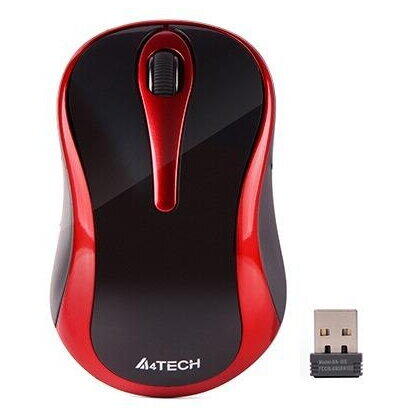 Mouse A4tech, wireless, 1000 dpi, butoane/scroll 3/1, negru/rosu