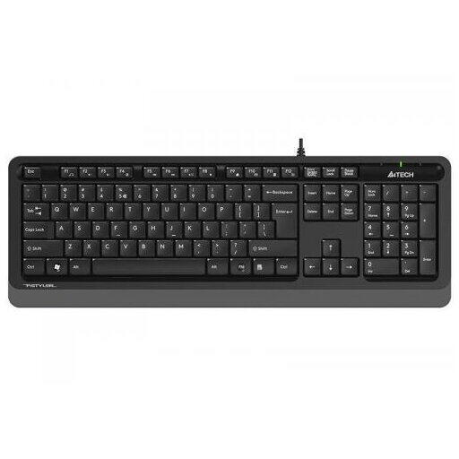 Tastatura A4TECH, cu fir, 104 taste format standard, USB, negru & gri