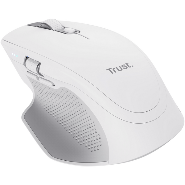 Mouse Trust Ozaa+, wireless RF 2.4GHz, bluetooth, conectivitate USB 1.1, 2.0, 3.0, rezolutie maxima 3200 DPI, alb