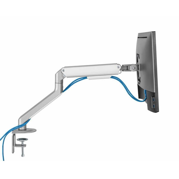 Suport monitor Serioux MM63-C012, compatibilitate  dimensiune ecran 17"-32", greutate maximă suportata: (per ecran): 2~9kg, VESA: 75x75, 100x100, inclinare: +55°~-55°, pivotare: +90°~-90°, rotația ecranului: + 180°~-180°, instalare: clemă, grommet, grosim