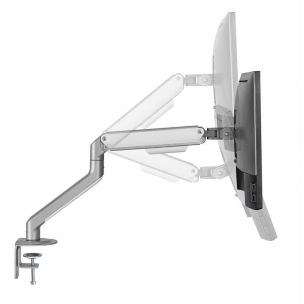 Suport monitor Serioux MM63-C012, compatibilitate  dimensiune ecran 17"-32", greutate maximă suportata: (per ecran): 2~9kg, VESA: 75x75, 100x100, inclinare: +55°~-55°, pivotare: +90°~-90°, rotația ecranului: + 180°~-180°, instalare: clemă, grommet, grosim