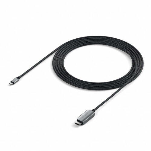 Satechi USB-C To HDMI 2.1 8K Cable (Mac Devices up to 4K/60Hz, 8K/60Hz, 4K 60Hz/120Hz, 2K/ 40Hz, 1080P/500Hz,  Dynamic HDR10+  HDCP 1.4 & HDCP 2.3) - Space Grey