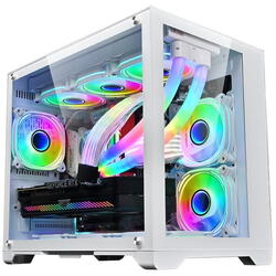 Carcasa 1STPLAYER MV6 Mid Tower ARGB ALB, Tempered Glass, Sloturi Expansiune 4, Drive Bays: 2x3.5"HDD 3x2.5"SSD, Ventilatoare Suportate: 9 (spate: 1x120mm, fata: 2x120mm, sus: 3x120mm, jos: 3x120mm), Format Placa De Baza Suportat: Micro-ATX, ITX, Lungime