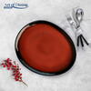 HEINNER "FARFURIE OVALA CERAMICA 28 CM, VULCANOLungime: 28.3 cmLatime:  24 cmInaltime:  1.5 cmMaterial: ceramica Culoare: rosu cu efect  (double reactive glaze red)Aspect lucios, glazurat interior/exterior"