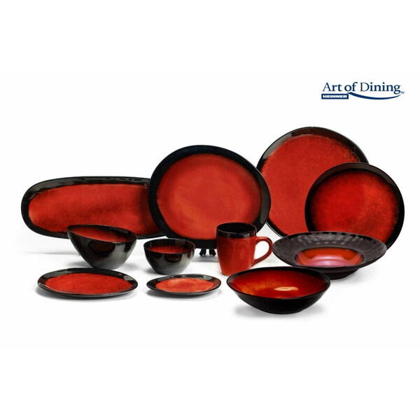 HEINNER "FARFURIE OVALA CERAMICA 28 CM, VULCANOLungime: 28.3 cmLatime:  24 cmInaltime:  1.5 cmMaterial: ceramica Culoare: rosu cu efect  (double reactive glaze red)Aspect lucios, glazurat interior/exterior"