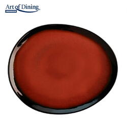 "FARFURIE OVALA CERAMICA 28 CM, VULCANOLungime: 28.3 cmLatime:  24 cmInaltime:  1.5 cmMaterial: ceramica Culoare: rosu cu efect  (double reactive glaze red)Aspect lucios, glazurat interior/exterior"
