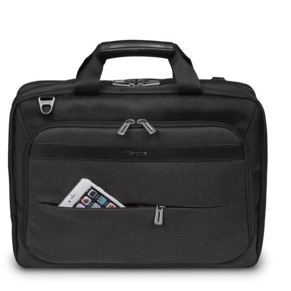 Geanta laptop Targus CitySmart, pentru laptopuri de 15.6" sau mai mici, material poliester, dimensiuni: 41 x 9 x 37 cm, dimensiune compartiment laptop: 38.7 x 2.5 x 26.5 cm, greutate 0.83 kg, negru