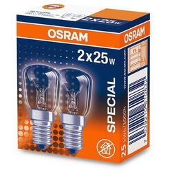 2 Becuri incandescente pentru cuptor Osram T26, E14, 25W, 160 lm, lumina calda (2700K), clasa energetica G