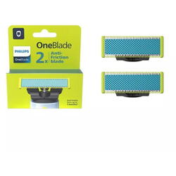 Rezerva OneBlade QP225/50, pentru piele-ultra sensibila, otel inoxidabil, umed si uscat, kit 2 lame,compatibil cu Philips OneBlade si OneBladePro, Verde