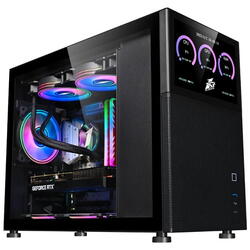 Carcasa 1STPLAYER MI6-EV Mid Tower NEGRU, Tempered Glass, Sloturi Expansiune 4, Drive Bays: 1x3.5" 1x2.5" sau 2x 2.5", Ventilatoare Suportate: 7 (spate: 1x120mm, sus: 3x120mm sau 2x140mm, jos: 2x120mm), Format Placa De Baza Suportat: Micro-ATX, ITX, Lungi