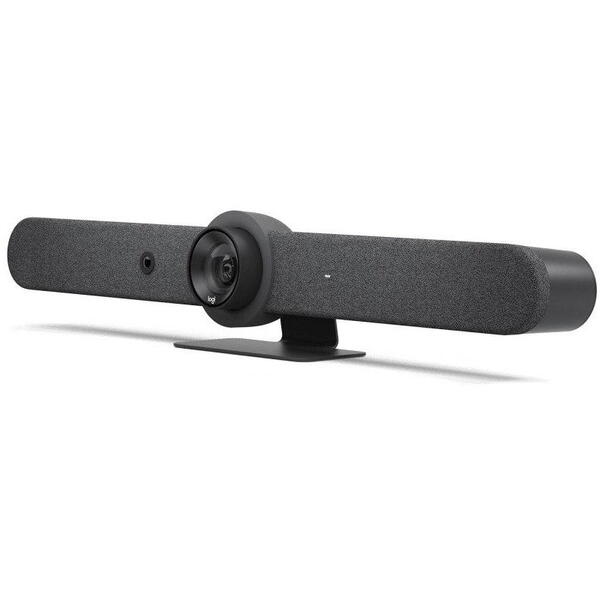 Sistem videoconferinta Logitech Rally Bar, Ultra-HD 4K, zoom optic 5x, microfoane beamforming, certificata Zoom & Microsoft Teams, Graphite