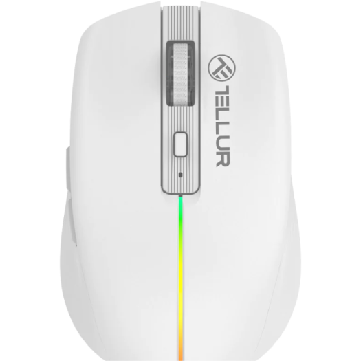 Mouse wireless Tellur Silent Click, interfata USB, rezolutie 1600 DPI, 6 butoane, alb