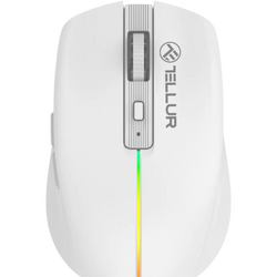 Mouse wireless Tellur Silent Click, interfata USB, rezolutie 1600 DPI, 6 butoane, alb