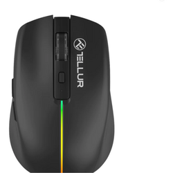 Mouse wireless Tellur Silent Click, interfata USB, rezolutie 1600 DPI, 6 butoane, negru