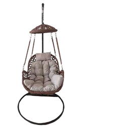 Scaun suspendat Heinner Turin DSAC009, rattan maro/perna gri