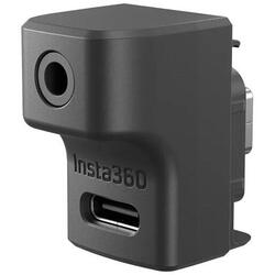 Insta360 Microphone Adapter Ace/Ace Pro, 1 x USB-C Female Input, 1 x USB-C Integrated Male Input, 1 x 1/8" / 3.5 mm Input, negru