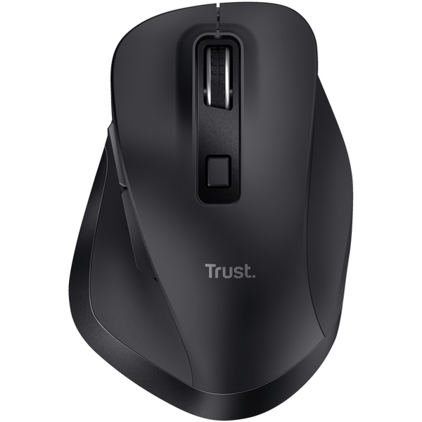 Mouse Trust Fyda ergonomic, reincarcabil, wireless RF 2.4GHz, USB2.0, 6 butoane, rezolutie 2400 DPI, negru