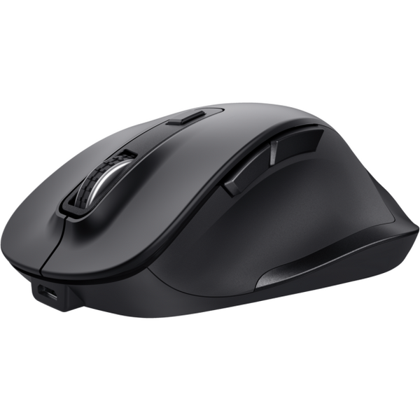Mouse Trust Fyda ergonomic, reincarcabil, wireless RF 2.4GHz, USB2.0, 6 butoane, rezolutie 2400 DPI, negru