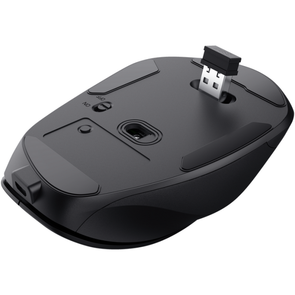Mouse Trust Fyda ergonomic, reincarcabil, wireless RF 2.4GHz, USB2.0, 6 butoane, rezolutie 2400 DPI, negru