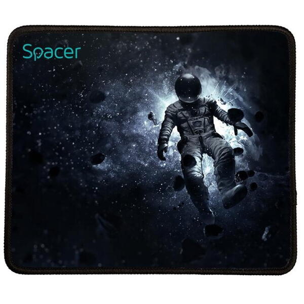 MousePAD SPACER gaming, cauciuc si material textil, 250 x 210 x 3 mm, imagini, negru