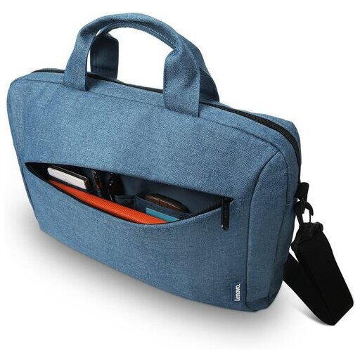 Geanta laptop Lenovo Casual Toploader T210, 15.6", Blue, rezistent la apa, compartiment accesorii, compartiment laptop captusit, Material: Textil, Dimensiuni externe: 362 x 22 x 250 mm, Greutate: 465g