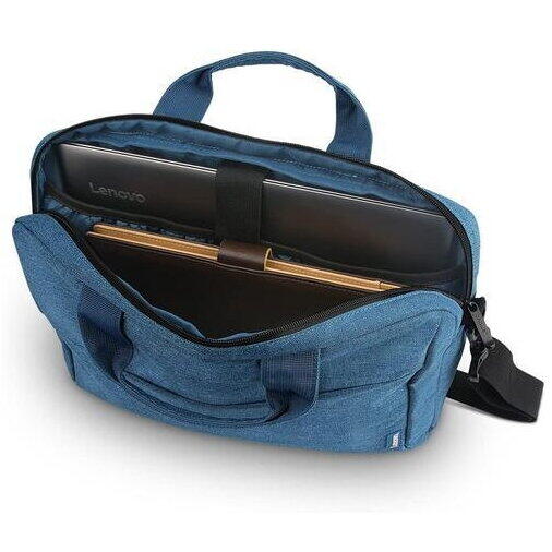 Geanta laptop Lenovo Casual Toploader T210, 15.6", Blue, rezistent la apa, compartiment accesorii, compartiment laptop captusit, Material: Textil, Dimensiuni externe: 362 x 22 x 250 mm, Greutate: 465g