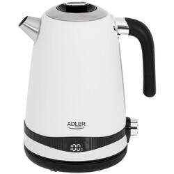 Fierbator Adler AD 1295w, 2200W, 1.7 L, rotire 360°, afisat LCD, 7 niveluri de control temperatura, functie pastrare la cald, filtru de sedimente, alb