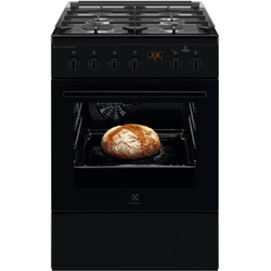 Aragaz Electrolux LKK660200K, Mixt, 4 arzatoare gaz, Cuptor electric multifunctional, Gratare fonta, Plus Steam, AirFry, Aprindere integrata, Grill electric, Clasa A, 60 cm, Negru