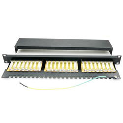 Patch panel 24 porturi ,1U, FTP Cat.5e, Krone+110 , suport de cabluri integrat - EMTEX