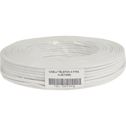 EMTEX Cablu telefon 4 fire, alb (100m)