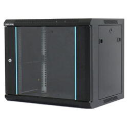 Rack 4U 600x450, dezasamblat, montare pe perete, usa din sticla, panouri detasabile si securizate, culoare negru RAL9004, DATEUP