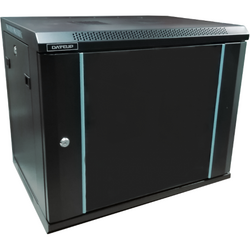 Rack 9U 600x600, dezasamblat, montare pe perete, usa din sticla, panouri laterale detasabile si securizate, culoare negru RAL 9004, DATEUP