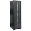 Rack 18U 600x600, montare pe podea, usa din sticla, panouri laterale detasabile si securizate, dezasamblat, culoare negru RAL 9004, DATEUP