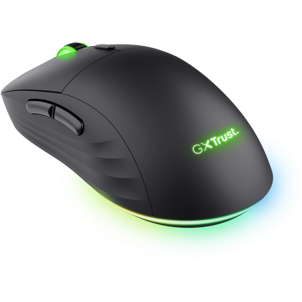 Mouse wireless Trust GXT 927 Redex+, rezolutie maxima 25600 DPI, senzor PAW3370, polling rate 125/250/500/1000Hz, iluminare full RGB, negru
