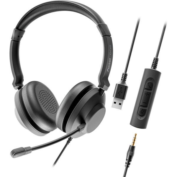HEADSET AXTEL ONE UC35 STEREO HD AXH-ONE , Corded, Plug&Play USB / 3.5mm Jack Headset Conectivity USB-A, USB-C; Jack / with STEREO HD . Speaker Size has 40 mm / Passive noise reduction : STRONG / Vegan Leather