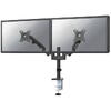 Brat de birou pentru monitor Neomounts, poate sustine 2 monitoare cu diagonala display 17-27", suporta pana la 14kg per monitor, full motion, +45°, -45° inclinatie, +90°, -90° swivel, +180°, -180° rotatie,  VESA min 75x75, VESA max 100x100, reglabil pe in