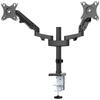 Brat de birou pentru monitor Neomounts, poate sustine 2 monitoare cu diagonala display 17-27", suporta pana la 14kg per monitor, full motion, +45°, -45° inclinatie, +90°, -90° swivel, +180°, -180° rotatie,  VESA min 75x75, VESA max 100x100, reglabil pe in