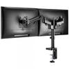 Brat de birou pentru monitor Neomounts, poate sustine 2 monitoare cu diagonala display 17-27", suporta pana la 14kg per monitor, full motion, +45°, -45° inclinatie, +90°, -90° swivel, +180°, -180° rotatie,  VESA min 75x75, VESA max 100x100, reglabil pe in