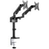 Brat de birou pentru monitor Neomounts, poate sustine 2 monitoare cu diagonala display 17-27", suporta pana la 14kg per monitor, full motion, +45°, -45° inclinatie, +90°, -90° swivel, +180°, -180° rotatie,  VESA min 75x75, VESA max 100x100, reglabil pe in
