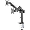 Brat de birou pentru monitor Neomounts, poate sustine 2 monitoare cu diagonala display 17-27", suporta pana la 14kg per monitor, full motion, +45°, -45° inclinatie, +90°, -90° swivel, +180°, -180° rotatie,  VESA min 75x75, VESA max 100x100, reglabil pe in