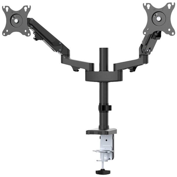 Brat de birou pentru monitor Neomounts, poate sustine 2 monitoare cu diagonala display 17-27", suporta pana la 14kg per monitor, full motion, +45°, -45° inclinatie, +90°, -90° swivel, +180°, -180° rotatie,  VESA min 75x75, VESA max 100x100, reglabil pe in