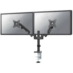 Brat de birou pentru monitor Neomounts, poate sustine 2 monitoare cu diagonala display 17-27", suporta pana la 14kg per monitor, full motion, +45°, -45° inclinatie, +90°, -90° swivel, +180°, -180° rotatie,  VESA min 75x75, VESA max 100x100, reglabil pe in