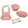 Set diversificare 5 piese silicon : baveta, bol, farfurie, lingurita si furculita, roz, U-Grow