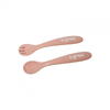 Set diversificare 5 piese silicon : baveta, bol, farfurie, lingurita si furculita, roz, U-Grow