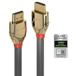 Cablu Lindy 5m Ultra High Speed HDMI Gold Line, rezolutie maxima 10240x4320@120Hz 4:2:0 12bit, latime de banda suportata 48Gbps, gri