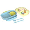 Farfurie compartimentata cu capac si lingurita si furculita, galbena, U-Grow