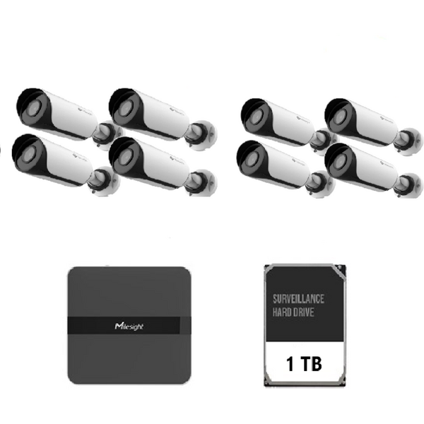 MILESIGHT TECHNOLOGY Kit supraveghere video Milesight 8 buc camera MS-C2964-UPD + 1 buc NVR MS-N1008-UPC