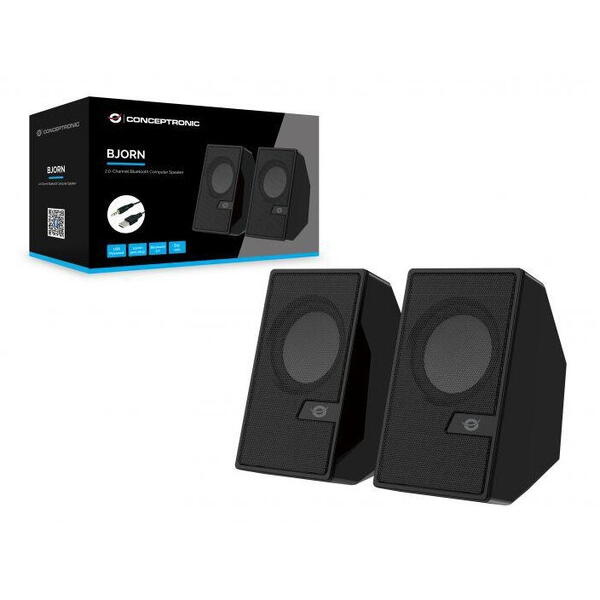CONCEPTRONIC BJORN02B 2.0-Channel Computer Speaker with Bluetooth, 6W, 63 x 63 x 105 mm
