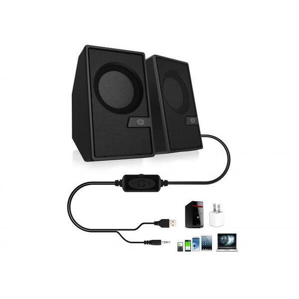 CONCEPTRONIC BJORN02B 2.0-Channel Computer Speaker with Bluetooth, 6W, 63 x 63 x 105 mm