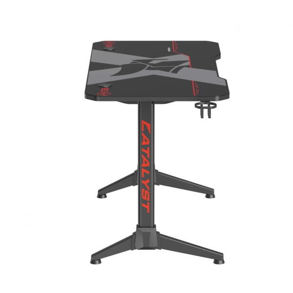 Birou gaming Serioux Catalyst,  dimensiuni: 1200x600x750mm, dimensiune blat(LxLxT): 1200x600x18mm, greutate suportata: 100 kg, inaltime: 750 mm, mouse Pad inclus, suport casti, suport cana/pahar